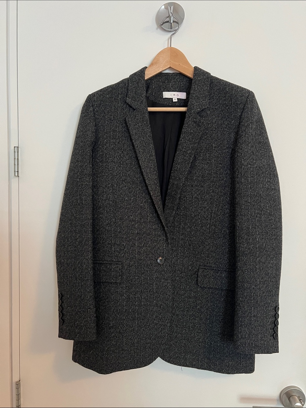 IRO Women’s Dark Charcoal Tweed Single-Button Blazer
